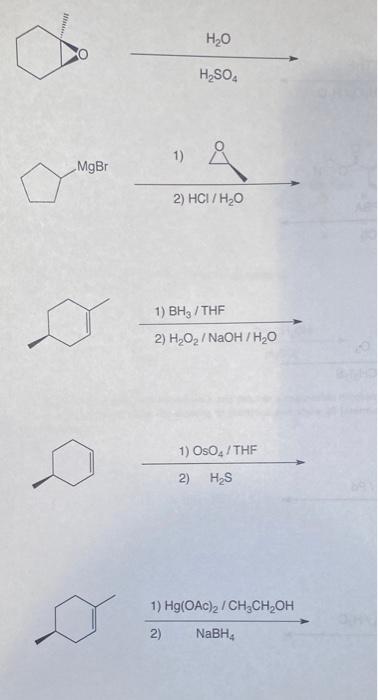 Solved 1) 2) HCl/H2O 1) BH3/THF 2) H2O2/NaOH/H2O 1) OsO4/THF | Chegg.com