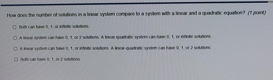 Solved How does the number of solutions in a linear system | Chegg.com