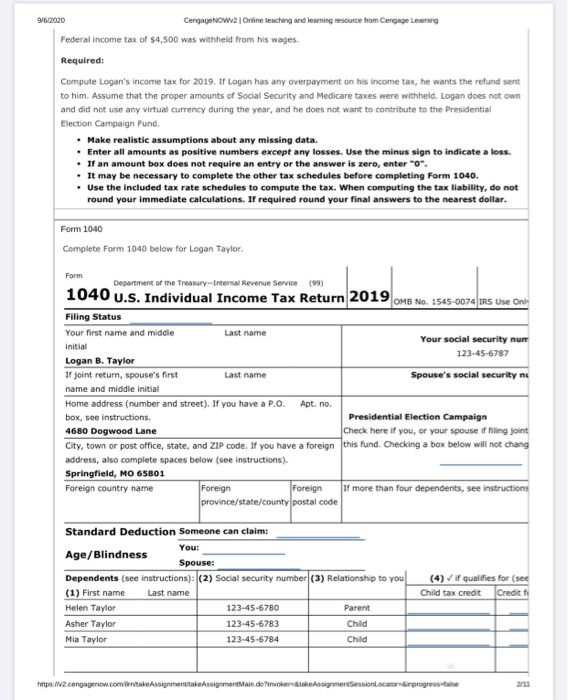 Please Help Me Fill Out A Form 1040, Schedule A, S... | Chegg.com Please Help Me Fill Out A Form 1040, Schedule A, S... | Chegg.com