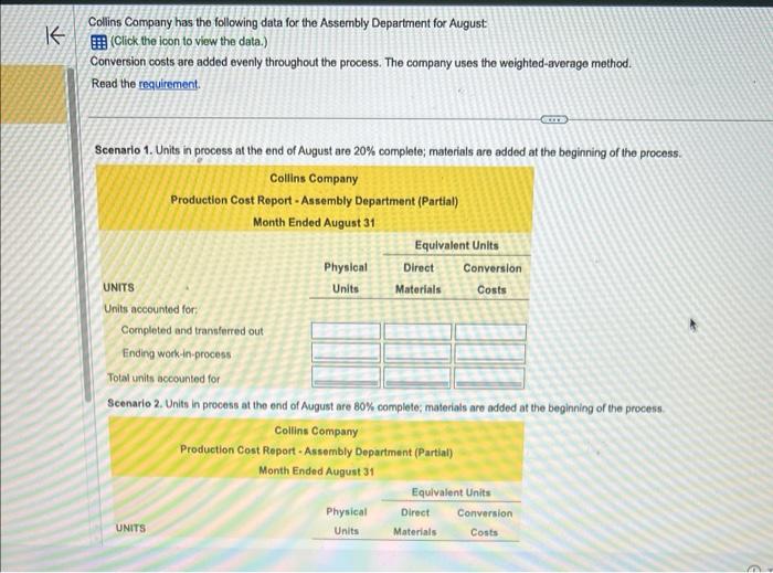 Solved Collins Company has the following data for the | Chegg.com