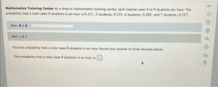 Solved Mathematics Tutoring Center At a drop-in mathematics | Chegg.com