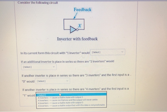 Solved Consider the following circuit Feedback Inverter with | Chegg.com