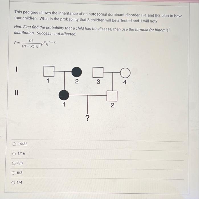 Solved This Pedigree Shows The Inheritance Of An Autosomal | Chegg.com