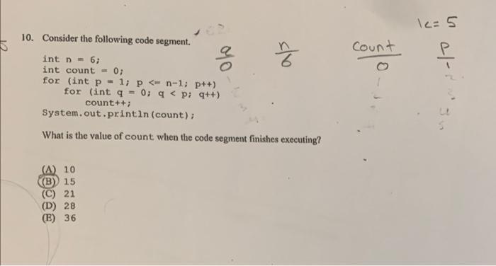 Solved 0. Consider the following code segment. int n=6; int | Chegg.com