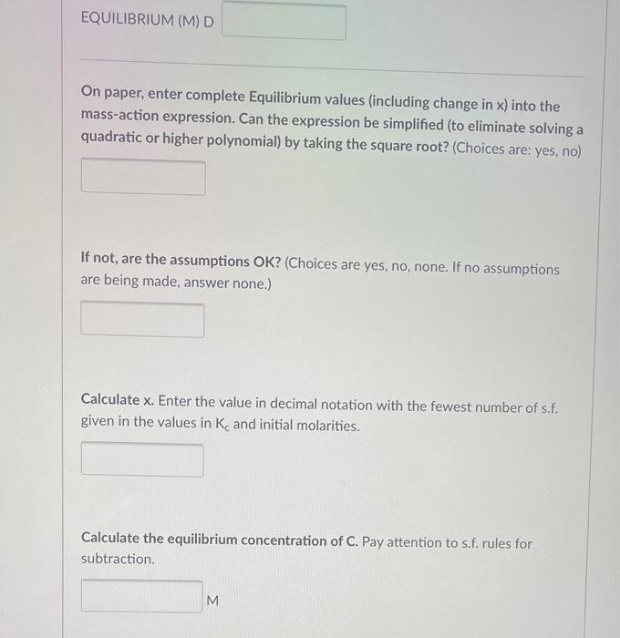 Solved 4A+3B=2C+6DKC=6.8×10−12 Initial molarities are as | Chegg.com