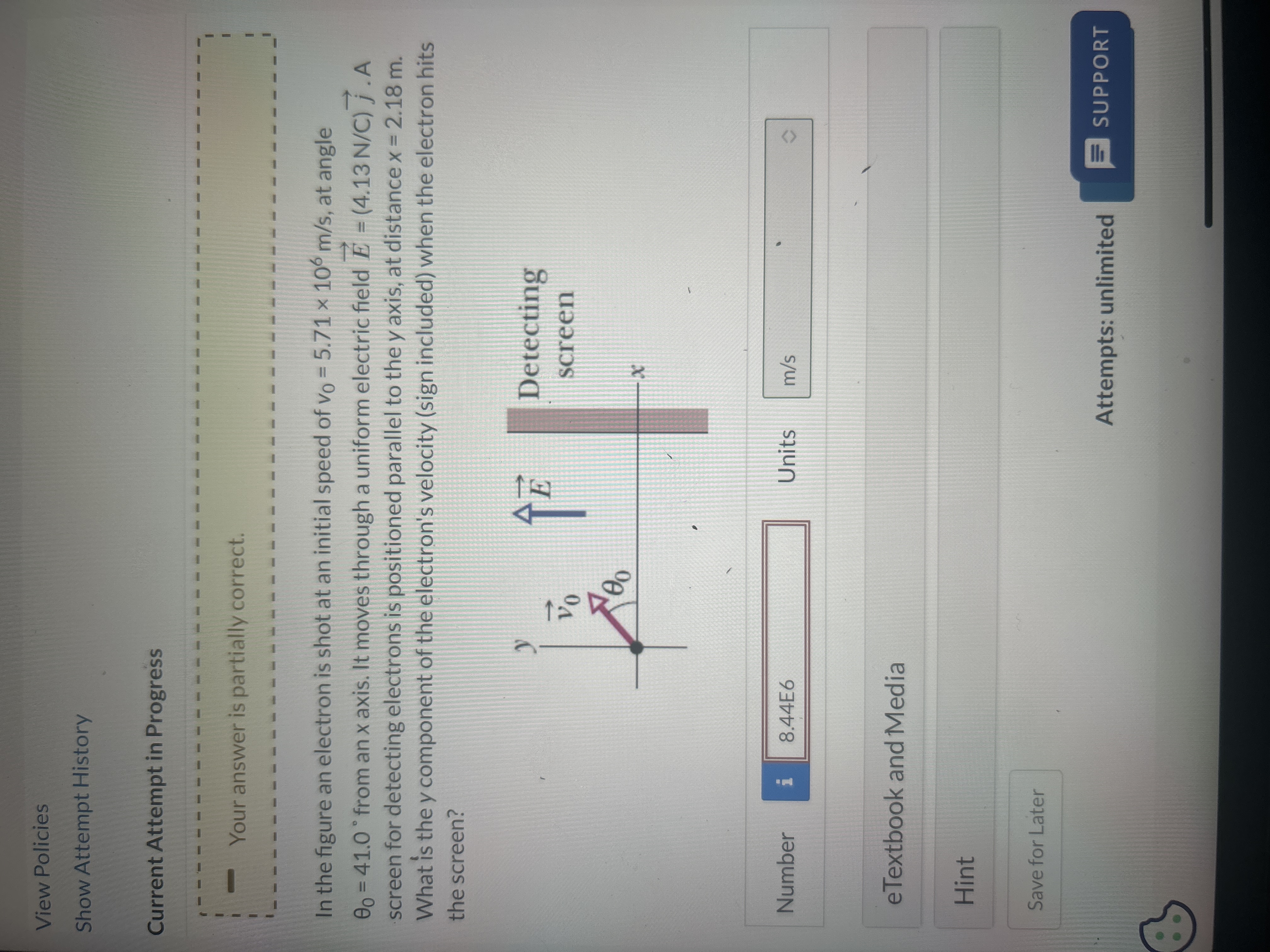 Solved In the figure an electron is shot at an initial speed | Chegg.com