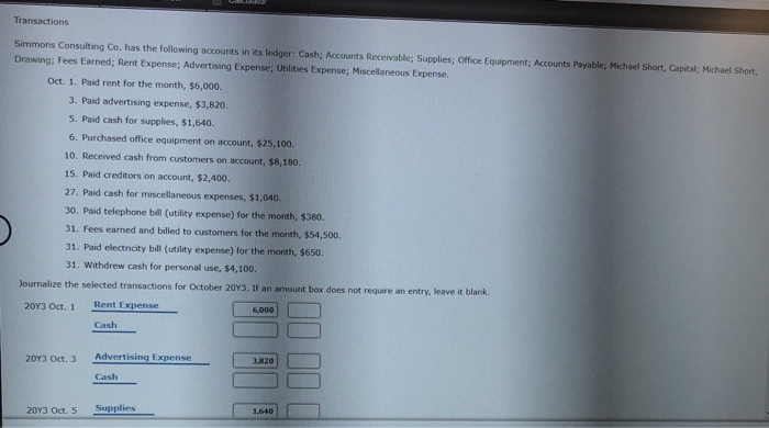 Transactions Simmons Consulting Co Has The Following Chegg 