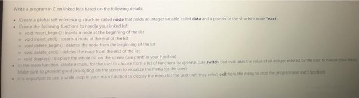 Solved Write a program in Con linked lists based on the | Chegg.com