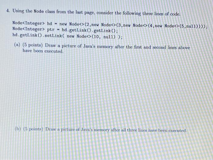 Solved class Node { private E data; private Node link; | Chegg.com