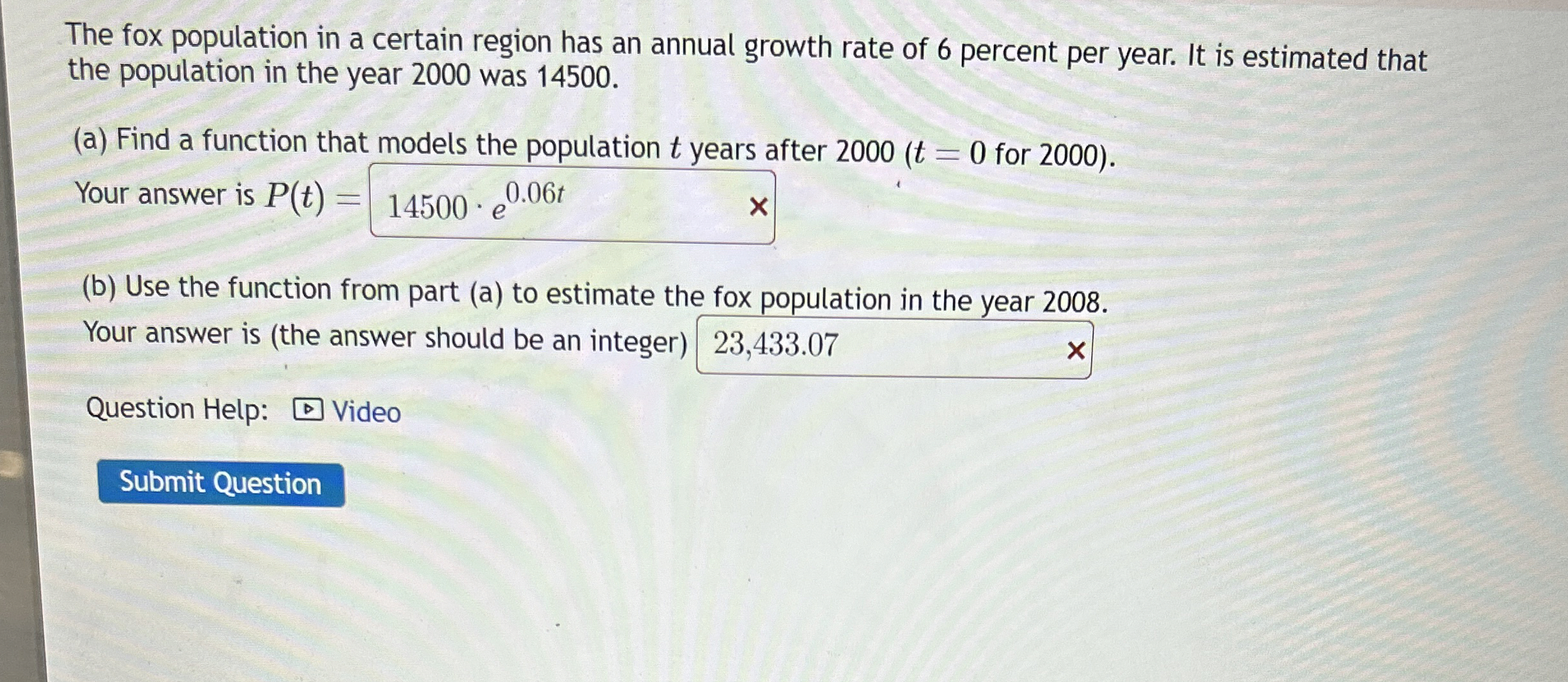 Solved The fox population in a certain region has an annual | Chegg.com
