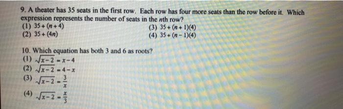 Solved 9. A theater has 35 seats in the first row. Each row