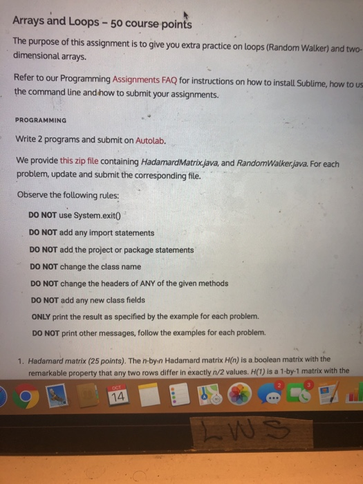 Solved Arrays and Loops - 50 course points The purpose of | Chegg.com