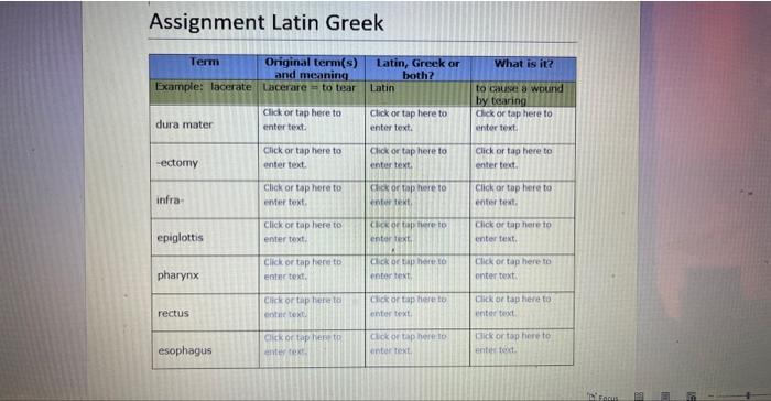 what is the greek word for assignment