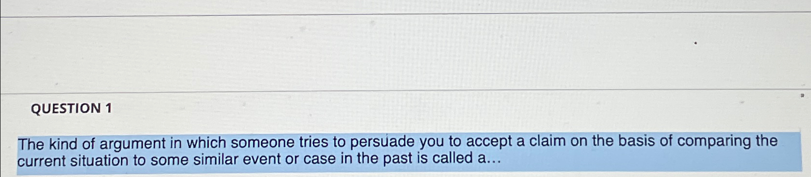 Solved QUESTION 1The kind of argument in which someone tries | Chegg.com