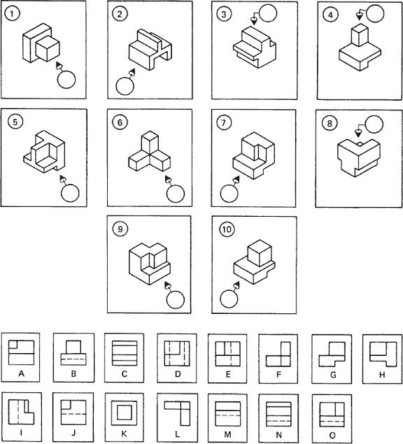 Solved: INSTRUCTIONS: Select the correct orthographic view to c ...