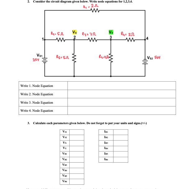 Solved Consider the circuit diagram given below. Write node | Chegg.com
