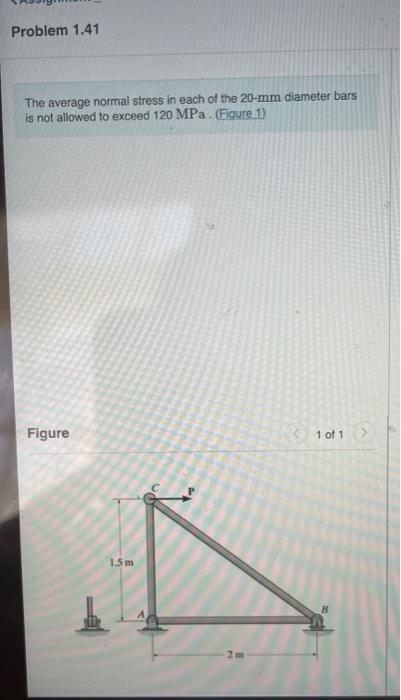 Solved Problem 1.41 The average normal stress in each of the | Chegg.com
