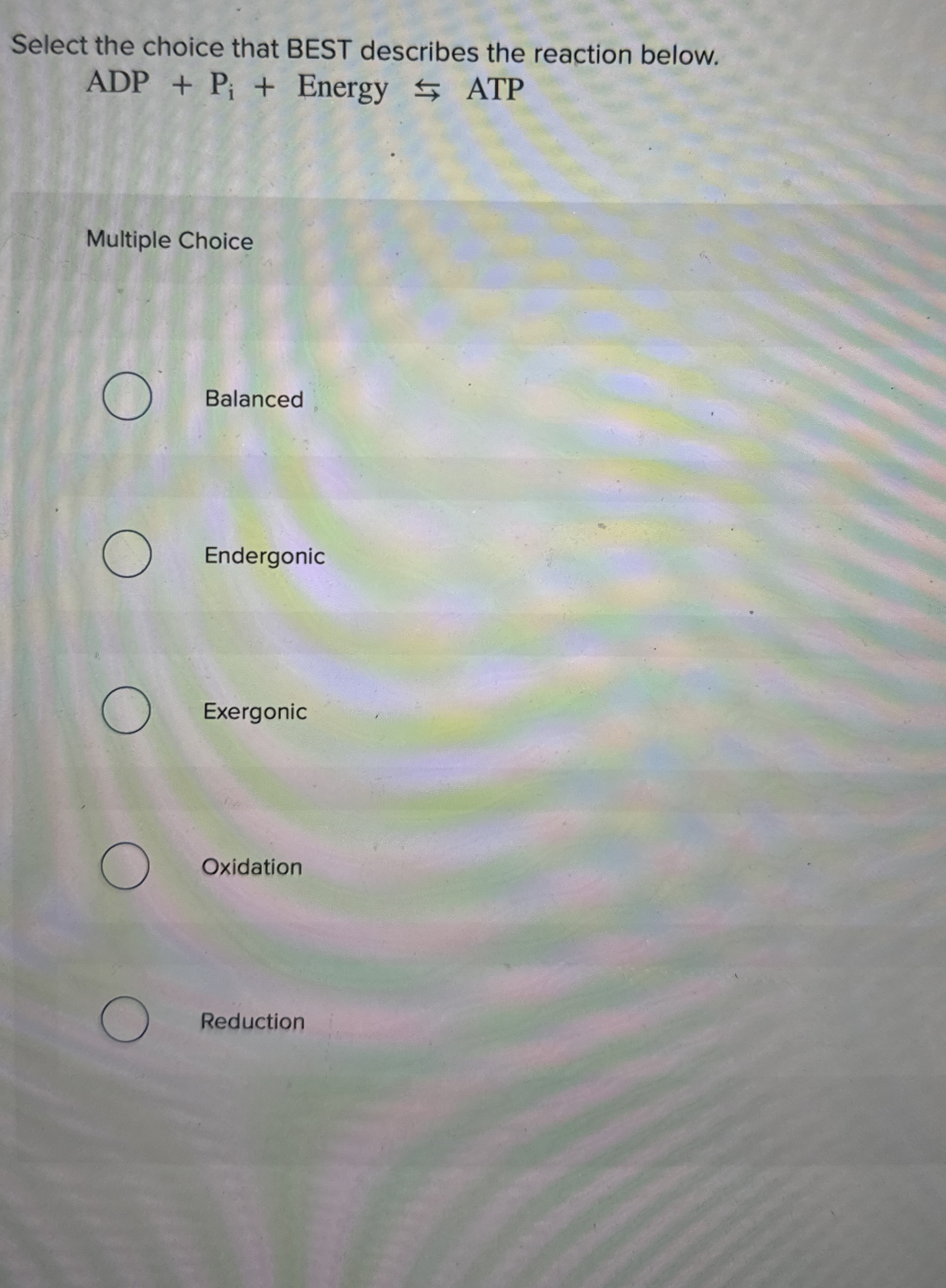 Solved Select the choice that BEST describes the reaction | Chegg.com