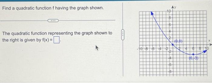 Solved Find A Quadratic Function F Having The Graph Shown 6151