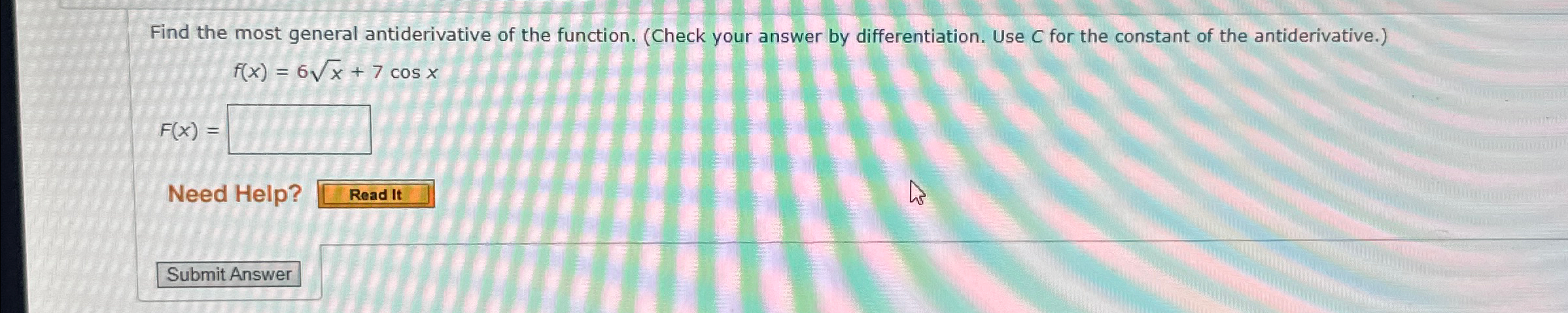 Solved Find the most general antiderivative of the function. | Chegg.com