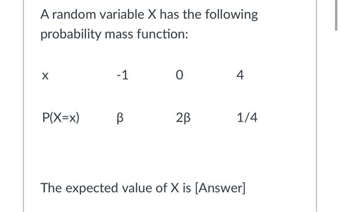 Solved A random variable X has the following probability | Chegg.com