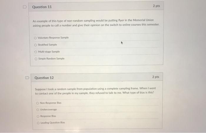 Solved D Question 11 2 pts An example of this type of | Chegg.com