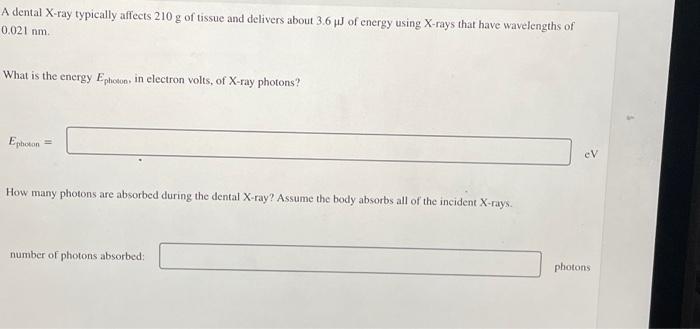 Solved A Dental X-ray Typically Affects 210 G Of Tissue And 