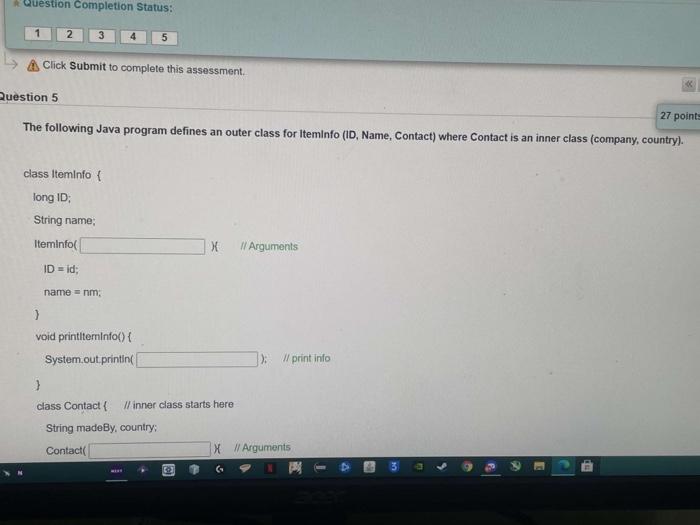 Solved Question Completion Status: 1 2 3 5 Click Submit to | Chegg.com
