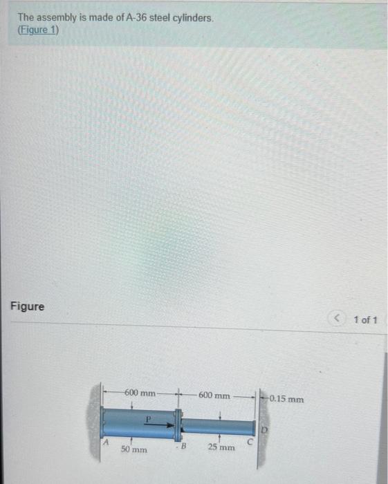 Solved The assembly is made of A36 steel cylinders. (Figure