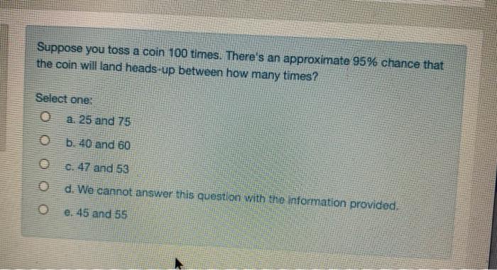 Solved Suppose You Toss A Coin 100 Times There S An Chegg Com