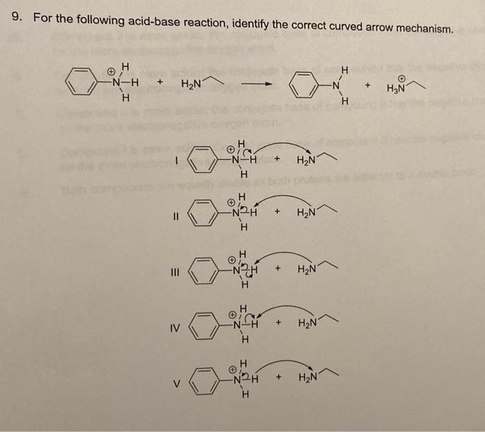 Solved 9 For The Following Acid Base Reaction Identify 6218