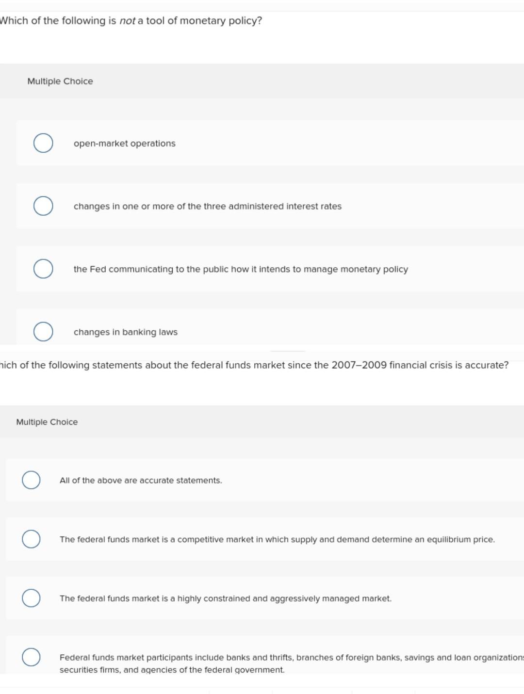 Solved Which of the following is not a tool of monetary | Chegg.com
