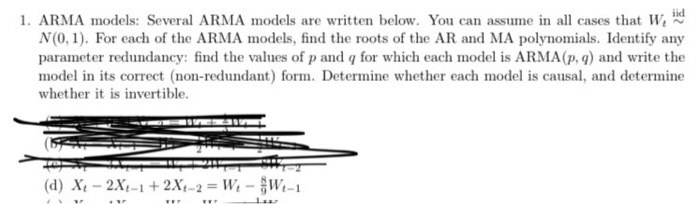 Solved 1. ARMA Models: Several ARMA Models Are Written | Chegg.com