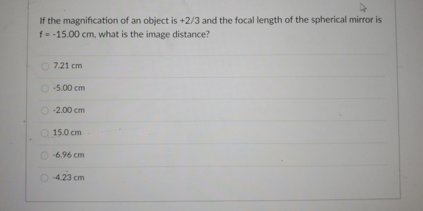 Solved If the magnification of an object is +2/3 and the | Chegg.com
