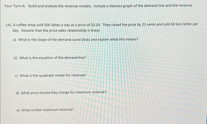 Solved Quadratic Revenue Models When demand is a linear | Chegg.com