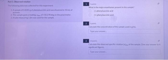Solved 1 2 Part 1. Observed rotation The following data was | Chegg.com