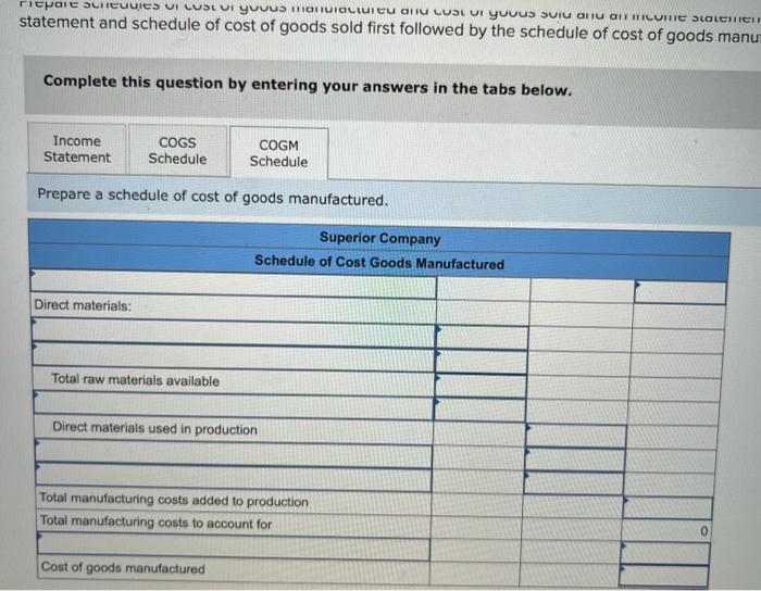 Solved Problem 3-13 (Algo) Schedules Of Cost Of Goods | Chegg.com