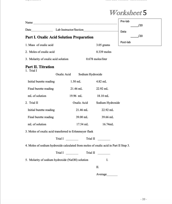Solved Worksheet 5 Pre-lab Name /20 Date /20 Lab | Chegg.com