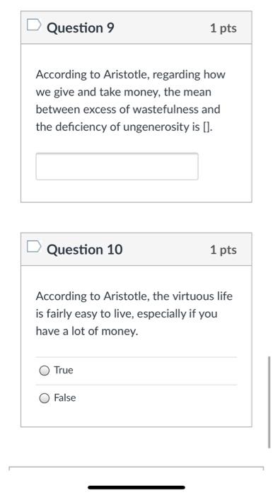 Solved Question 1 1 pts According to Aristotle, Il is self- | Chegg.com