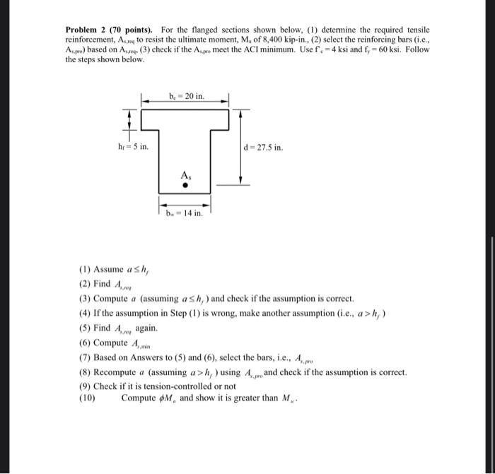 Solved Problem 2 (70 points). For the flanged sections shown | Chegg.com
