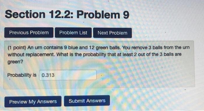 Solved Section 12.2: Problem 9 Previous Problem Problem List | Chegg.com
