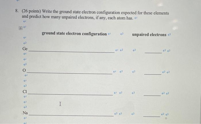 Solved 8. (26 points) Write the ground state electron | Chegg.com