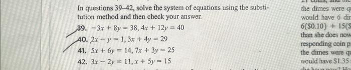 Solved In questions 39−42, solve the system of equations | Chegg.com