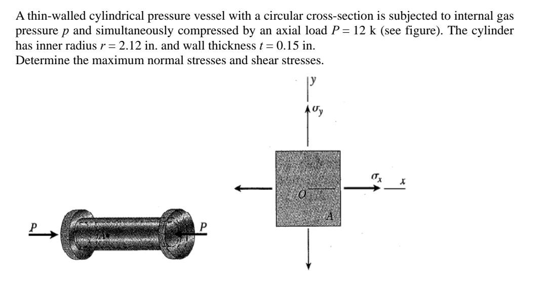 Solved A thin-walled cylindrical pressure vessel with a | Chegg.com