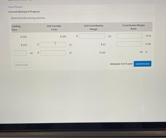 Solved View Policies Current Attempt in Progress Determine | Chegg.com
