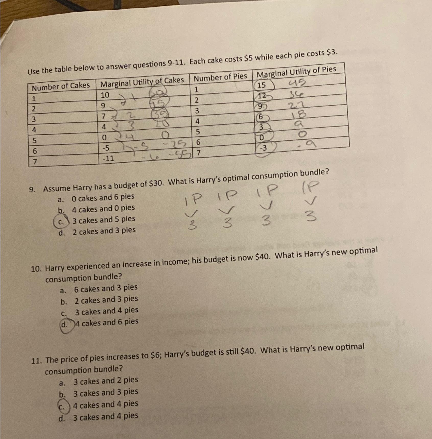 Solved Use the table below to answer questions 9-11. ﻿Each | Chegg.com