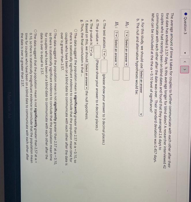 Solved Question 3 > The average amount of time it takes for | Chegg.com