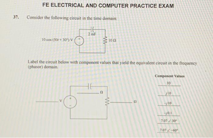 Solved FE ELECTRICAL AND COMPUTER PRACTICE EXAM 37. Consider | Chegg.com