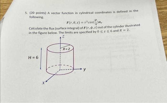 Solved 5. (20 points) A vector function in cylindrical | Chegg.com