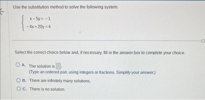 Solved Use the substitution method to solve the following | Chegg.com